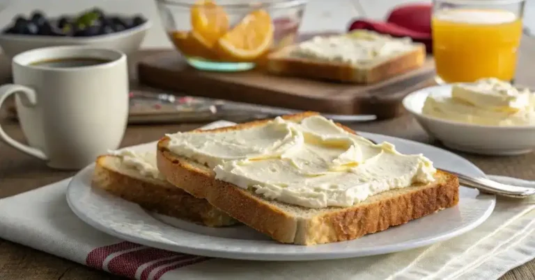 A small bowl of creamy homemade low fat cream cheese on a rustic kitchen table, surrounded by simple ingredients like cottage cheese, yogurt, and lemon; soft natural light coming through a window, slight clutter in the background, showing a real home kitchen setting.