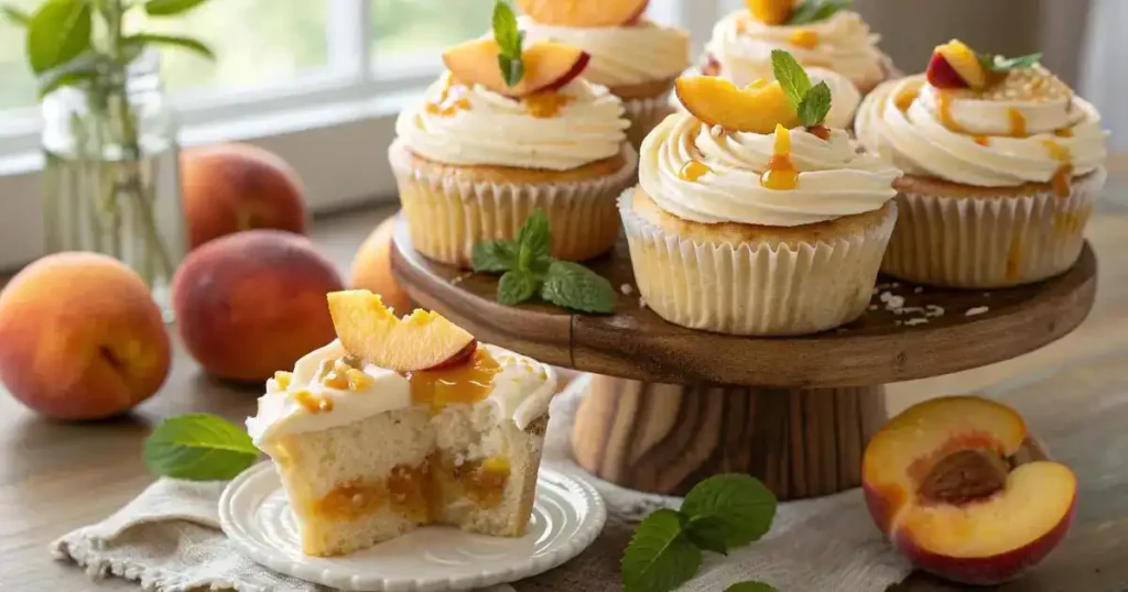 Honey Peach Cream Cheese Cupcakes