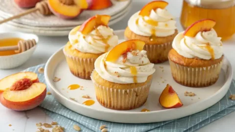 Honey Peach Cream Cheese Cupcakes