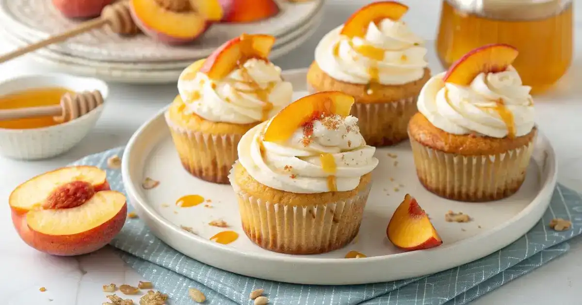 Honey Peach Cream Cheese Cupcakes